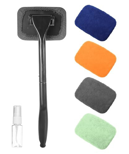 RACOONA Windshield Cleaning Tool,Car Cleaning Window Tool,Car Window Cleaner Tool,Car Accessories Car Window Cleaner with Unbreakable Extendable Handle and Microfiber Cloth for Auto Glass Wiper Car - 1