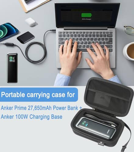 RAIACE Hard Travel Storage Case Compatible with Anker 27,650mAh 250W PowerBank + Anker 100W Charging Base. (case only) - Black - 6