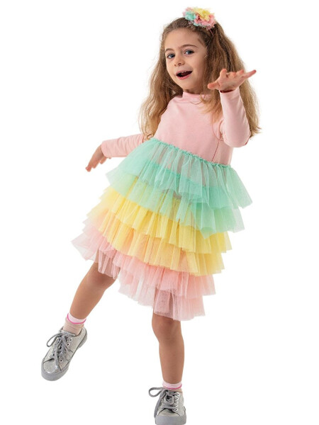 Rainbow Long Sleeve Tutu Girls Dress - 1