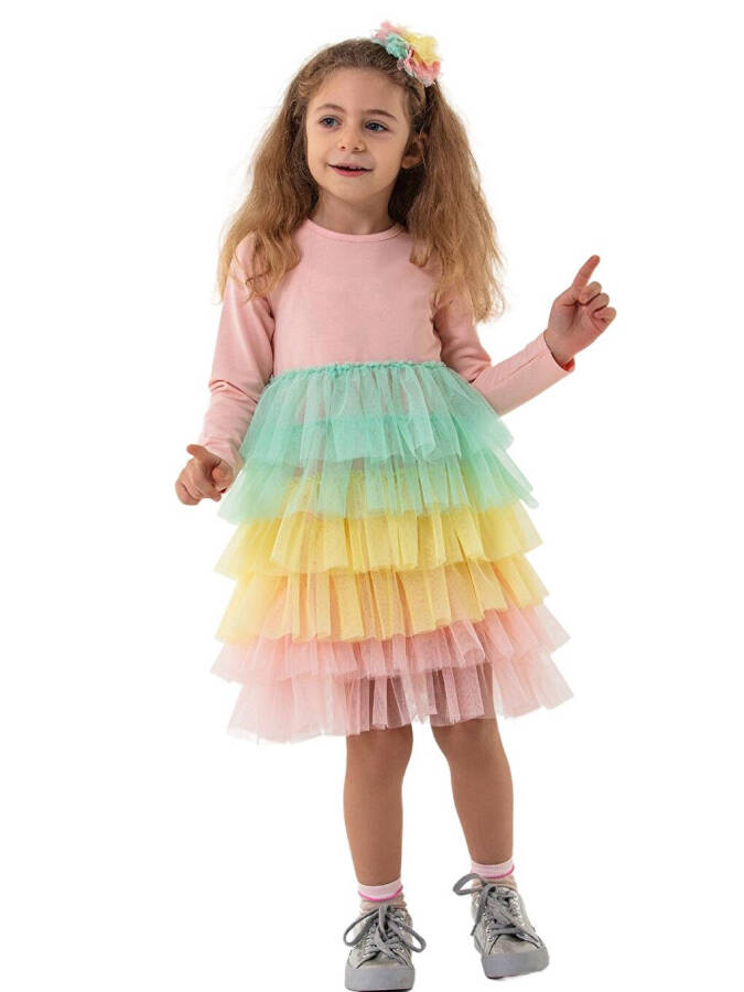 Rainbow Long Sleeve Tutu Girls Dress - 2