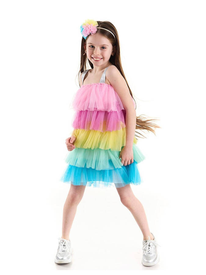 Rainbow Tutu Dress with Straps for Girls - 1