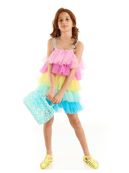 Rainbow Tutu Dress with Straps for Girls - 2