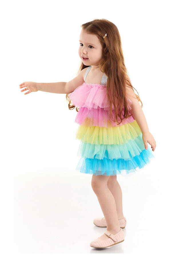 Rainbow Tutu Dress with Straps for Girls - 3