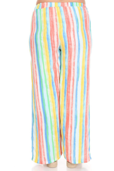 Rainbow Wide Leg Large Size Pants Colorful - 4