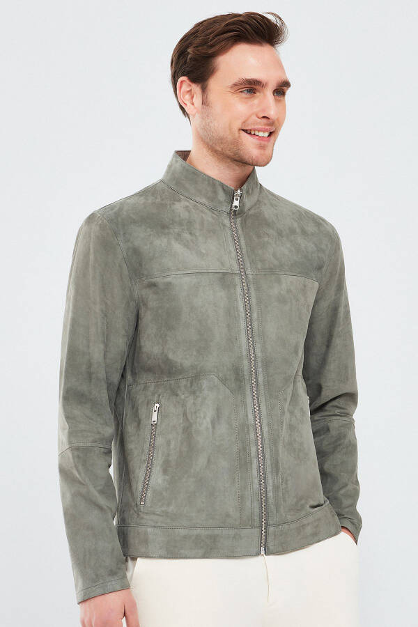 Rakitic Men's Green Double-Sided Suede Leather Jacket 24sgd6517re - 2