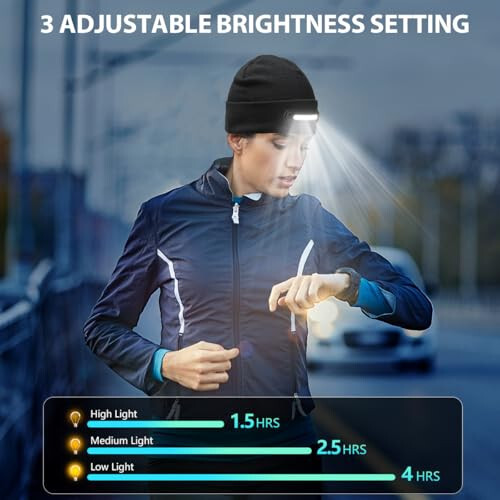 RANCOVY LED Beanie with Light, Unisex USB Rechargeable Headlamp Beanie Flashlight Beanie Hat for Men Women - 2