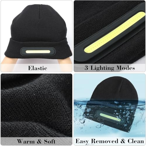 RANCOVY LED Beanie with Light, Unisex USB Rechargeable Headlamp Beanie Flashlight Beanie Hat for Men Women - 3