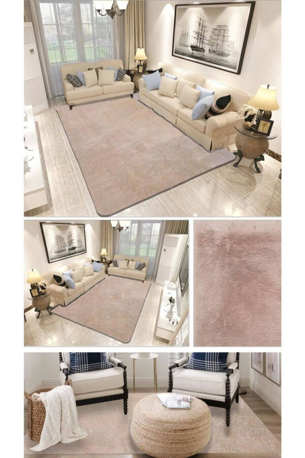 Raschel Carpet Cut Rug Non-Slip Base Soft Plush Carpet Mink - 1