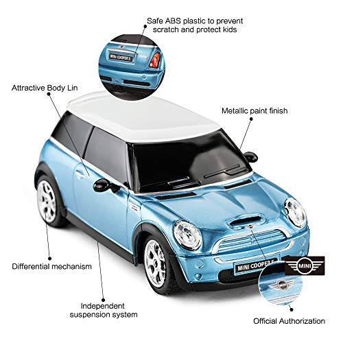 RASTAR 1:24 RC Araba Oyuncak Mini Cooper Araba Çocuklar İçin Mini Cooper S Uzaktan Kumandalı Araba - Mavi - 4