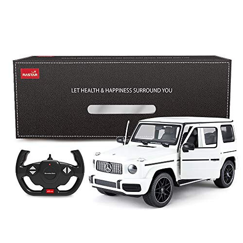 RASTAR Off-Road Masofadan boshqariladigan mashina, 1: 14 Mercedes-AMG G63 R/C Off-Roader O'yinchoq mashina, Eshiklar ochiladi/Ishlaydigan chiroqlar - Oq/2.4 Ghz - 7