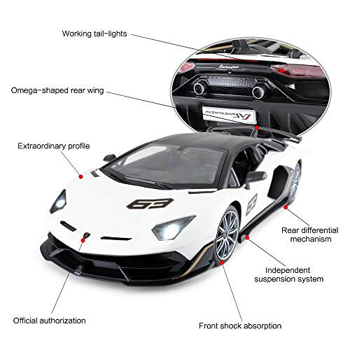 RASTAR Oyuncak Lamborghini Araba 1:14 Lamborghini Aventador SVJ Uzaktan Kumandalı Model Araba, Süper RC Spor Yarış Arabası Çocuk Erkek Hediyeleri İçin, 2.4GHz / Beyaz - 4