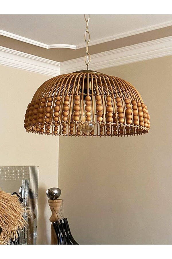 Rattan, Bamboo, Wicker Pendant Light Diameter: 40 Cm - 13