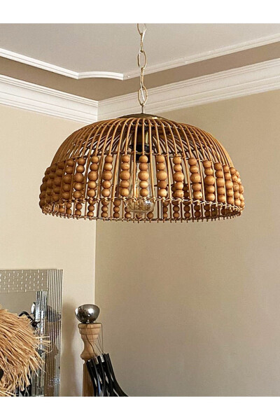 Rattan, Bamboo, Wicker Pendant Light Diameter: 40 Cm - 3