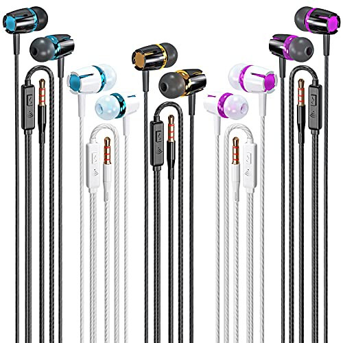 Rayleigh Simli Quloqchinlar 5 dona to'plam, Mikrofonli Quloqchinlar, Kuchli Bass Stereo Shovqinni Blokirovka Qiluvchi Quloqchinlar, iPhone, iPad va Android Qurilmalari bilan Mos, MP3, Barcha 3.5 mm Qurilmalarga Mos - 1