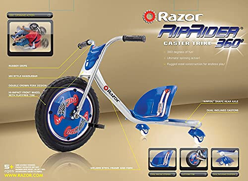 Razor RipRider 360 Kastor Trikesi - Ko'k - 6