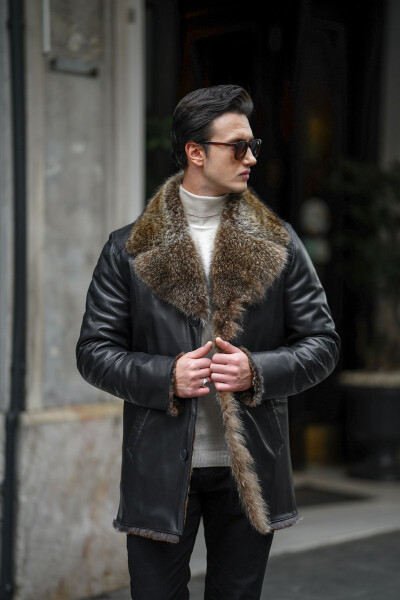 Real fur and leather jacket. - 2