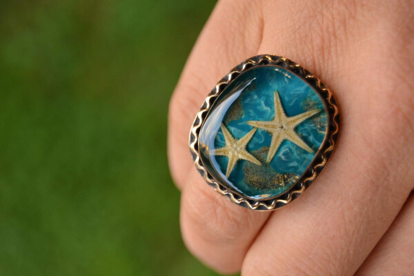 Real Starfish Handmade Adjustable Women's Ring - 2