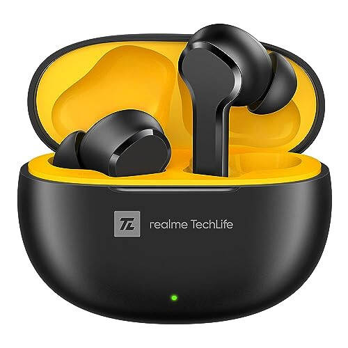 realme TechLife Buds T100 Bluetooth Truly Wireless In-Ear Earbuds with mic, AI ENC for Calls, Google Fast Pair, 28 Hours Total Playback with Fast Charging and Low Latency Gaming Mode (Black) - 1