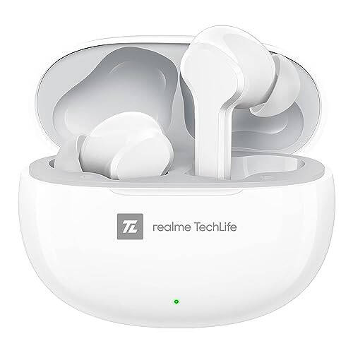 realme TechLife Buds T100 Bluetooth Truly Wireless in Ear Earbuds with mic, AI ENC for Calls, Google Fast Pair, 28 Hours Total Playback with Fast Charging and Low Latency Gaming Mode (White) - 1