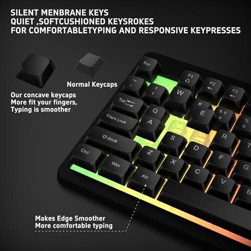 RECCAZR Gaming Keyboard, 104 Full-Size Wired Gaming Keyboard with Rainbow Backlit, Anti-Ghosting, Spill-Resistant Keyboard for Gaming and Office, Membrane Keyboard for PC - 3