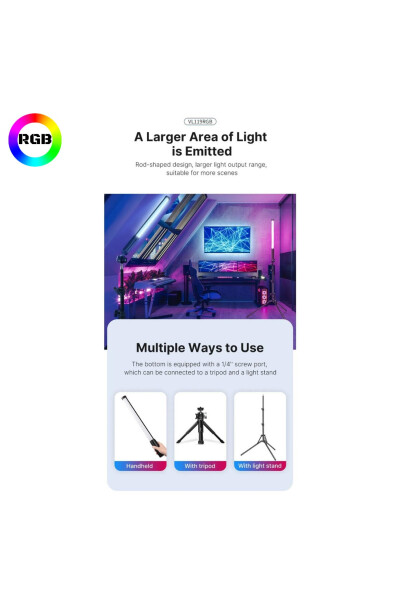 Rechargeable 1 Piece Photography Light Bar Rgb Lighting Led Live Video Shooting Light 2+1 Mt Tripod - 8