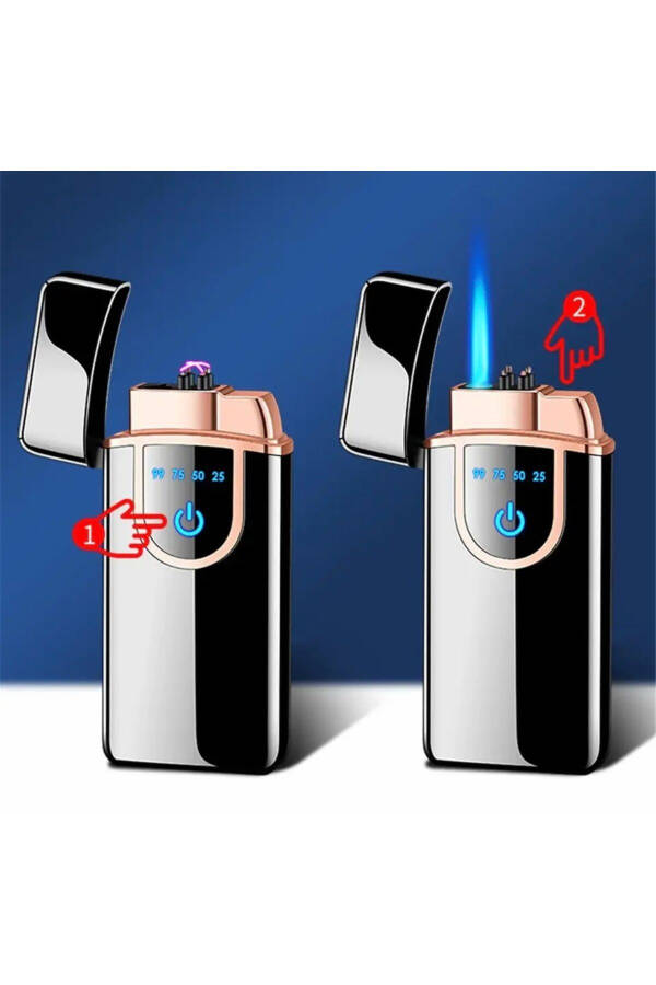 Rechargeable and Gas Turbo Lighter Black Color Usb Lighter - 2