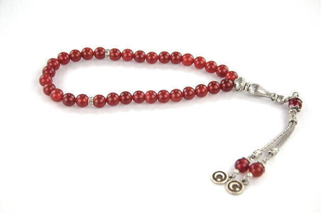 Red Agate Olive Stone 33 Bead Tasbih - 1