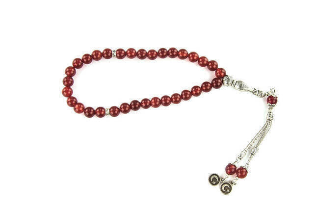 Red Agate Olive Stone 33 Bead Tasbih - 2