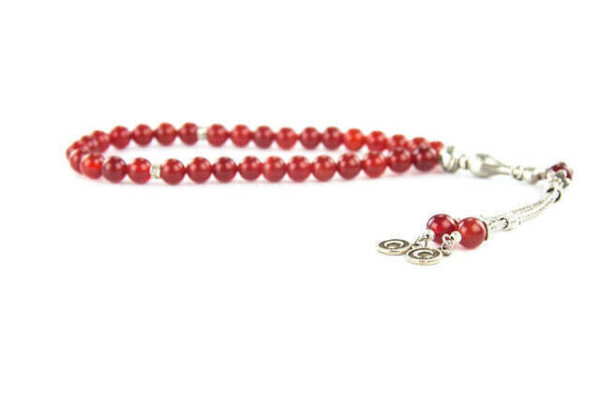 Red Agate Olive Stone 33 Bead Tasbih - 3