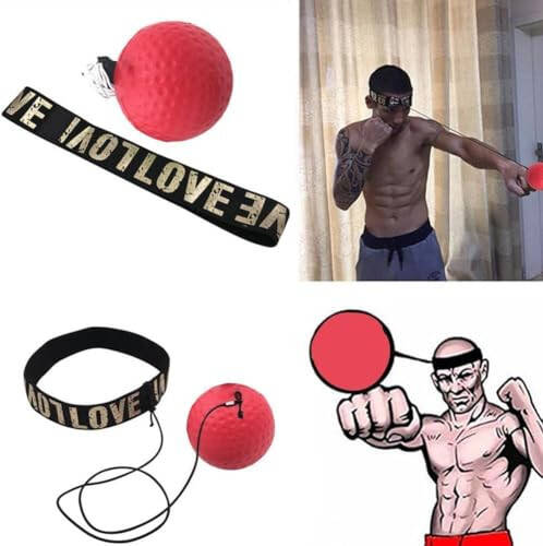 Red Boxing Reflex Ball - Improve Reaction Speed and Hand Eye Coordination Training Boxing Equipment for Training at Home Boxing Reflex Ball with Adjustable Elastic Head Band Speed and Agility Training - 2