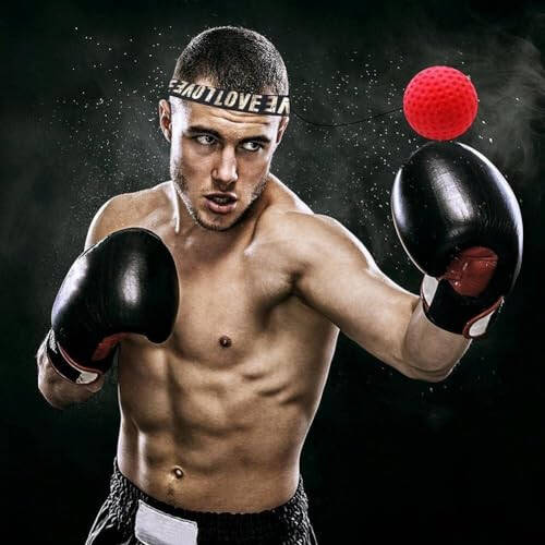 Red Boxing Reflex Ball - Improve Reaction Speed and Hand Eye Coordination Training Boxing Equipment for Training at Home Boxing Reflex Ball with Adjustable Elastic Head Band Speed and Agility Training - 6