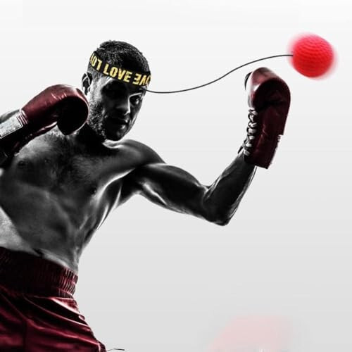 Red Boxing Reflex Ball - Improve Reaction Speed and Hand Eye Coordination Training Boxing Equipment for Training at Home Boxing Reflex Ball with Adjustable Elastic Head Band Speed and Agility Training - 7