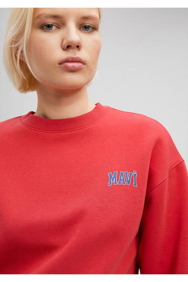 Red Crop Sweatshirt with Logo Print 1611601-70936 - 22