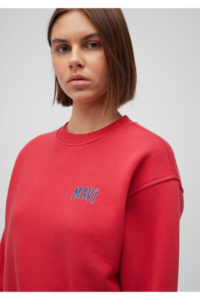 Red Crop Sweatshirt with Logo Print 1611601-70936 - 24