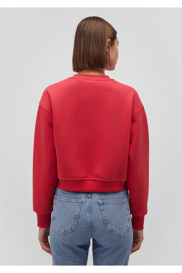 Red Crop Sweatshirt with Logo Print 1611601-70936 - 8