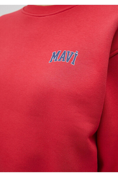 Red Crop Sweatshirt with Logo Print 1611601-70936 - 11