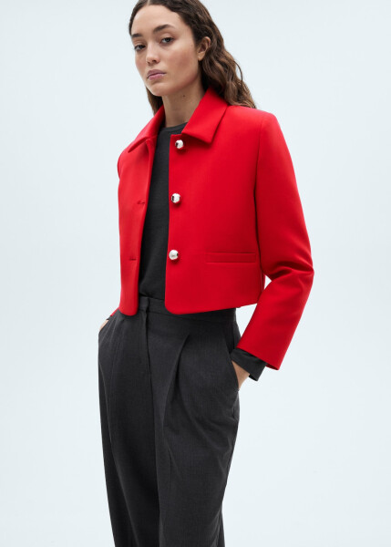 Red cropped jacket with buttons - 13