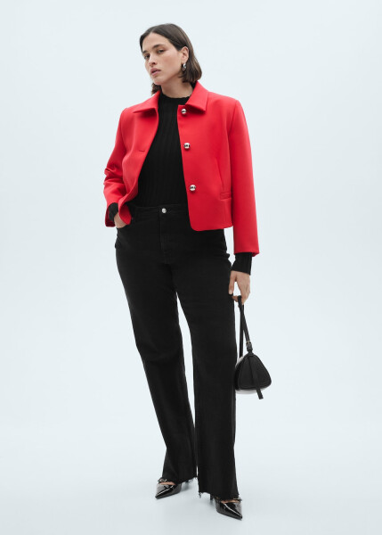 Red cropped jacket with buttons - 16