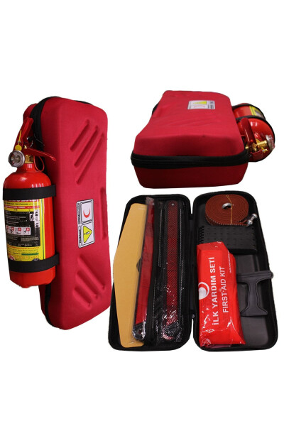 Red Eva Traffic First Aid Kit Bag Tüvtürk Compliant 4 Year Label 1 Kg Tube Repair Kit - 1