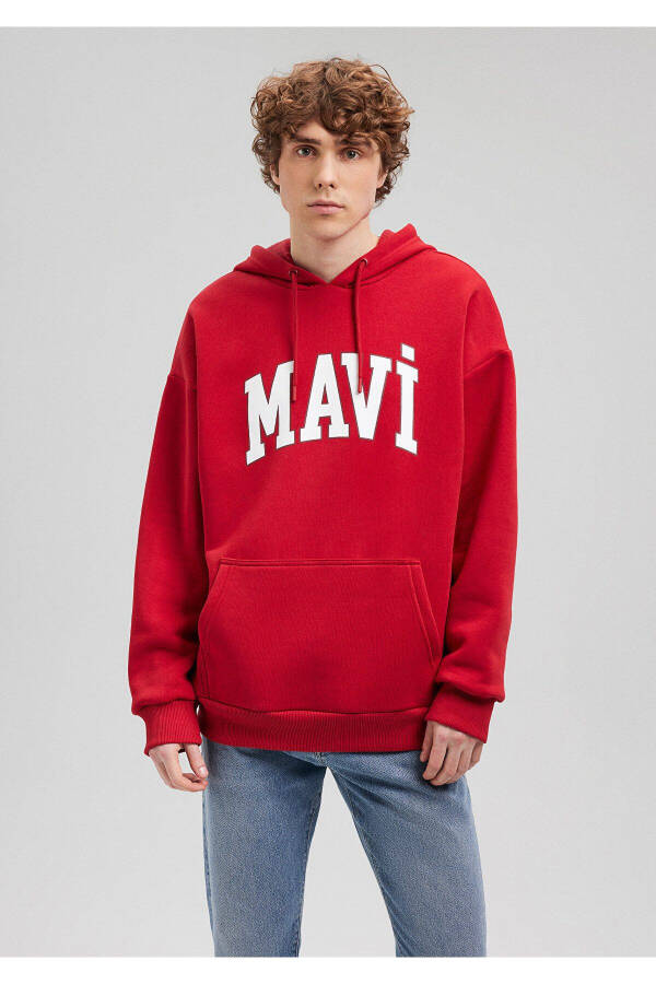 Red Hooded Sweatshirt with Logo Print 067149-86417 - 21