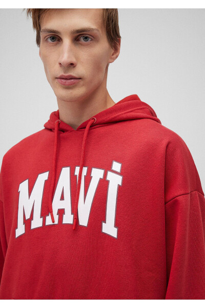 Red Hooded Sweatshirt with Logo Print 067149-86417 - 11