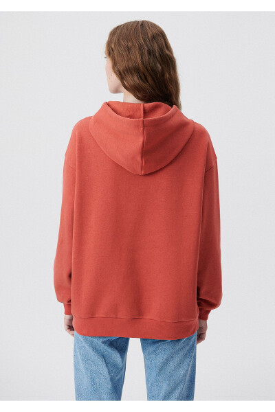 Red Hooded Sweatshirt with Logo Print 1600361-70459 - 3