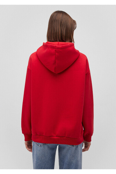 Red Hooded Sweatshirt with Logo Print 1600361-86417 - 22