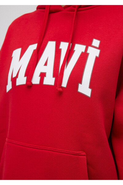 Red Hooded Sweatshirt with Logo Print 1600361-86417 - 24