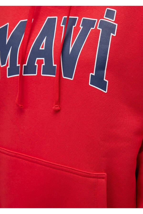 Red Hooded Sweatshirt with Logo Print Oversize/Wide Cut 1600361-82054 - 12