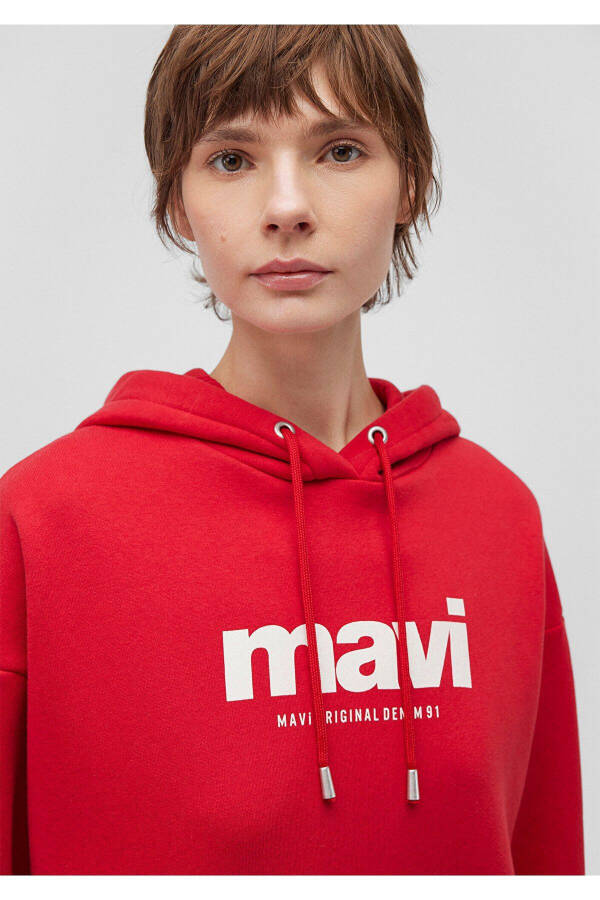 Red Hoodie with Logo Print 168334-35476 - 11