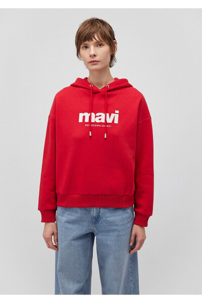 Red Hoodie with Logo Print 168334-35476 - 3