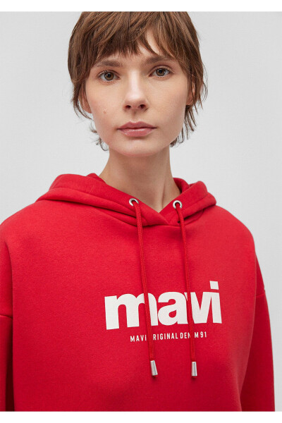 Red Hoodie with Logo Print 168334-35476 - 5