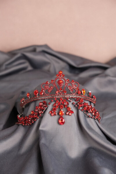 Red Hürrem Bridal Henna Crown - 21