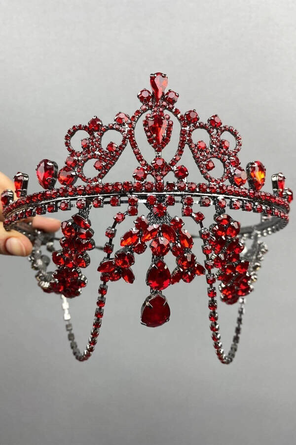 Red Hürrem Bridal Henna Crown - 1